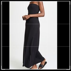 Susan Monaco black strapless midi dress